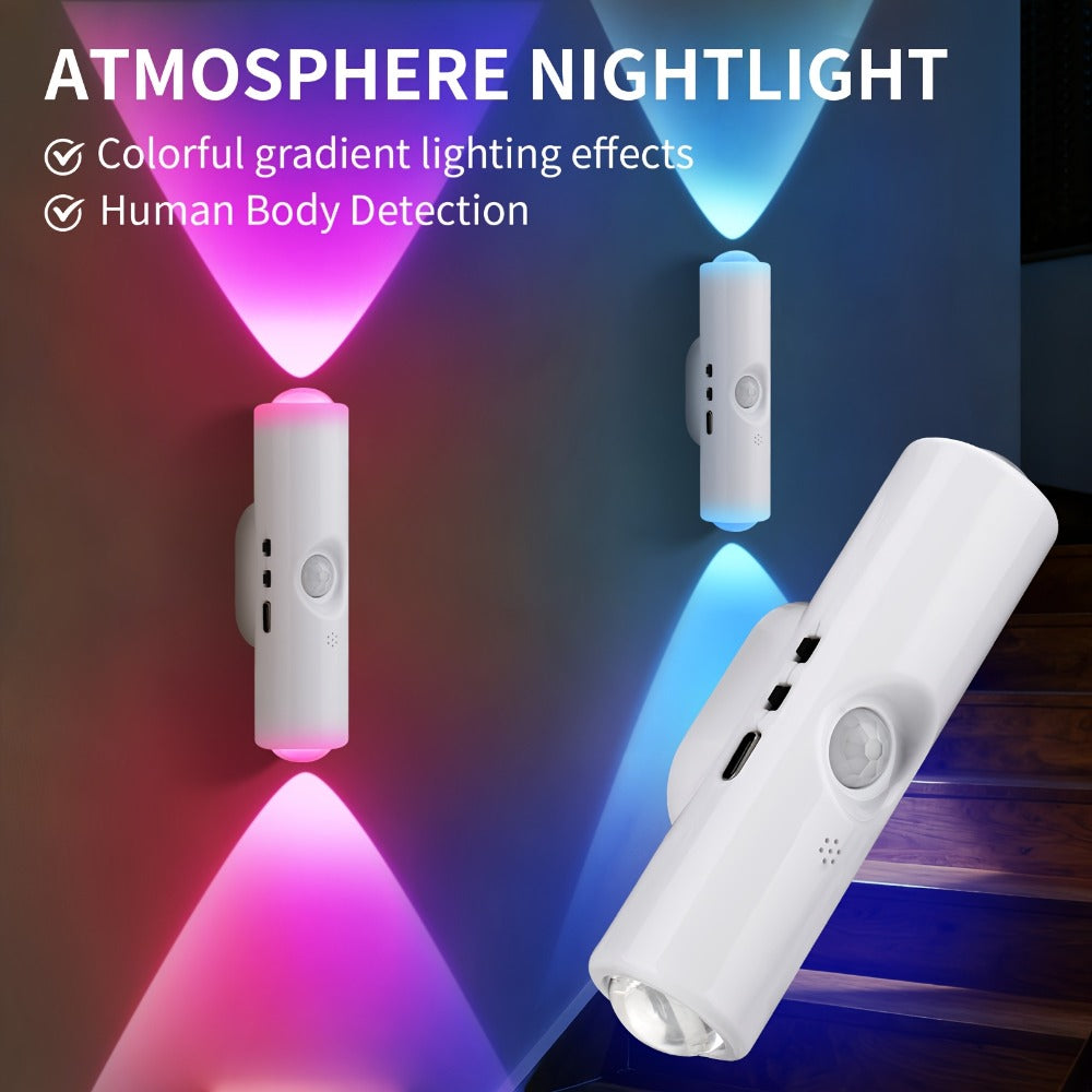 RGB Magnetic Night Light LED Ambient – Multi-Color Motion Sensor, No-Drill Magnetic Install, Long Battery Life for Living Room, Bedroom, Hallway, Stairs & Bar (1pc or 5-Pack)