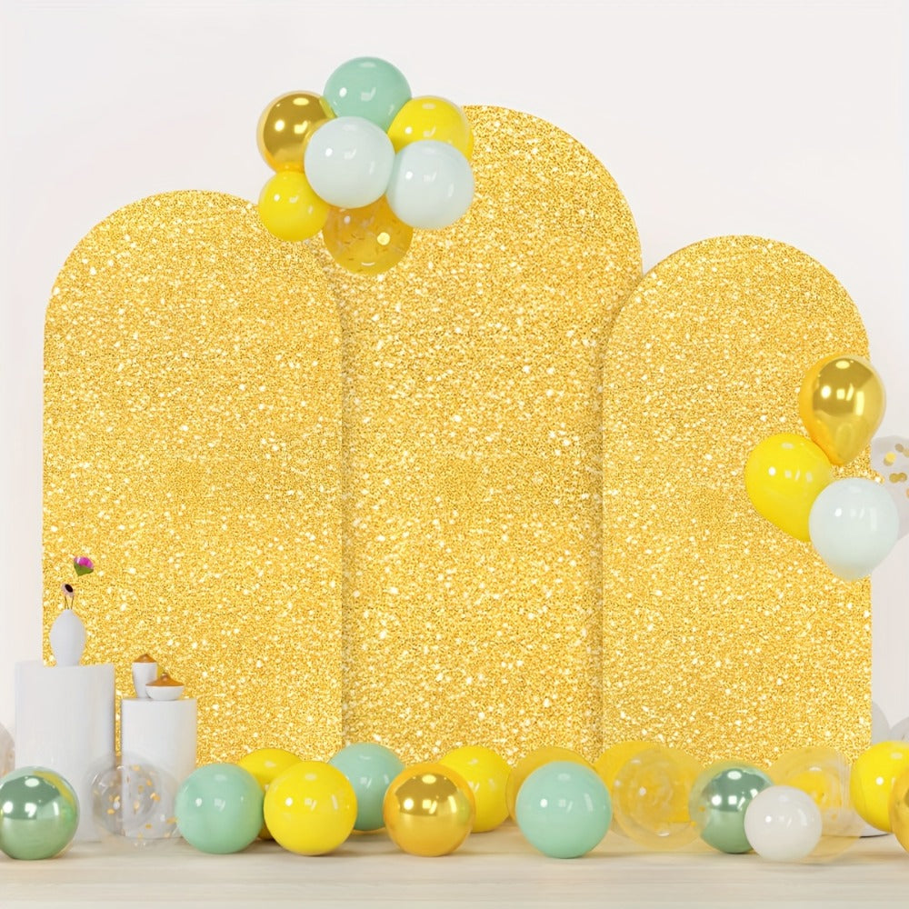 Sequins Wedding Arch Cover Set of 3 Sizes 4ft 5ft 6ft Metallic Spandex Arch Backdrop Cover Payette Glitter Arch Stand Cover for Wedding Birthday Party Decoration