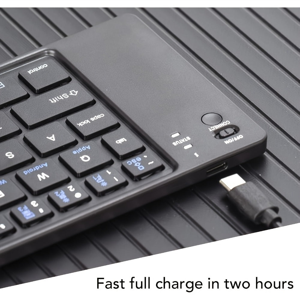 7.3mm Ultra-Slim Magnetic Wireless Keyboard Rechargeable Foldable Compact Bluetooth Keyboard with Media Hotkeys for Computer Desktop PC Laptop Smart TV iOS Android Windows