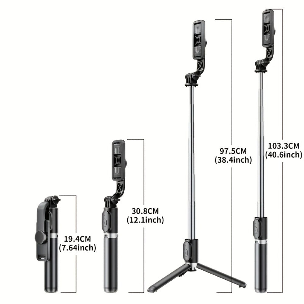 Portable Selfie Stick Tripod 40 Inch Floor Stand with Wireless Remote & Anti-Shake Base – Extendable Compact Phone Tripod for Travel Vlogging, TikTok Live, Outdoor Filming, iPhone & Android