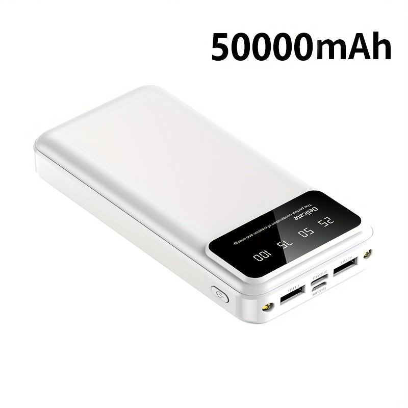 50000mAh Power Bank Outdoor Emergency Charger with LED Display Flashlight Dual USB Backup Battery Pack for iPhone Android Samsung – Portable Solar Travel Charger