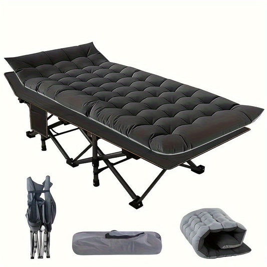 Heavy Duty Folding Camping Cot 75 Inch Portable Sleeping Bed with Carry Bag Guest Bed for Adults Outdoor Camping Hiking Home Use Gray Wine Red with Blue Mattress or Two Side Mattress
