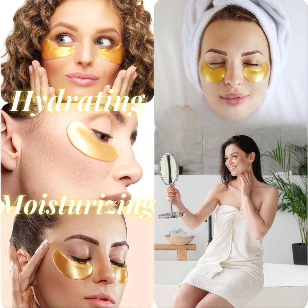 24K Gold Collagen Eye Mask Patches 36 Pairs Under Eye Patches with Collagen Glycerin Moisturizing Hypoallergenic Anti-Dark Circle Puffiness Skincare for Men Women All Skin Types