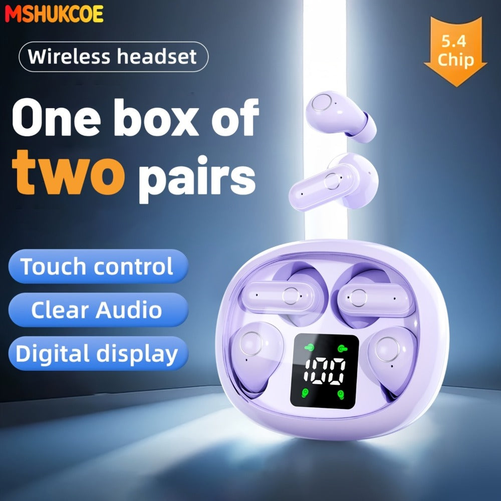MSHUKCOE 2in1 Sleep Earbuds Invisible Mini Noise Cancelling, 6D HiFi Sound Effect Low Bass Wireless Headphones Long Battery Life, Comfortable Wear for Leisure Office Classroom, Birthday Gift
