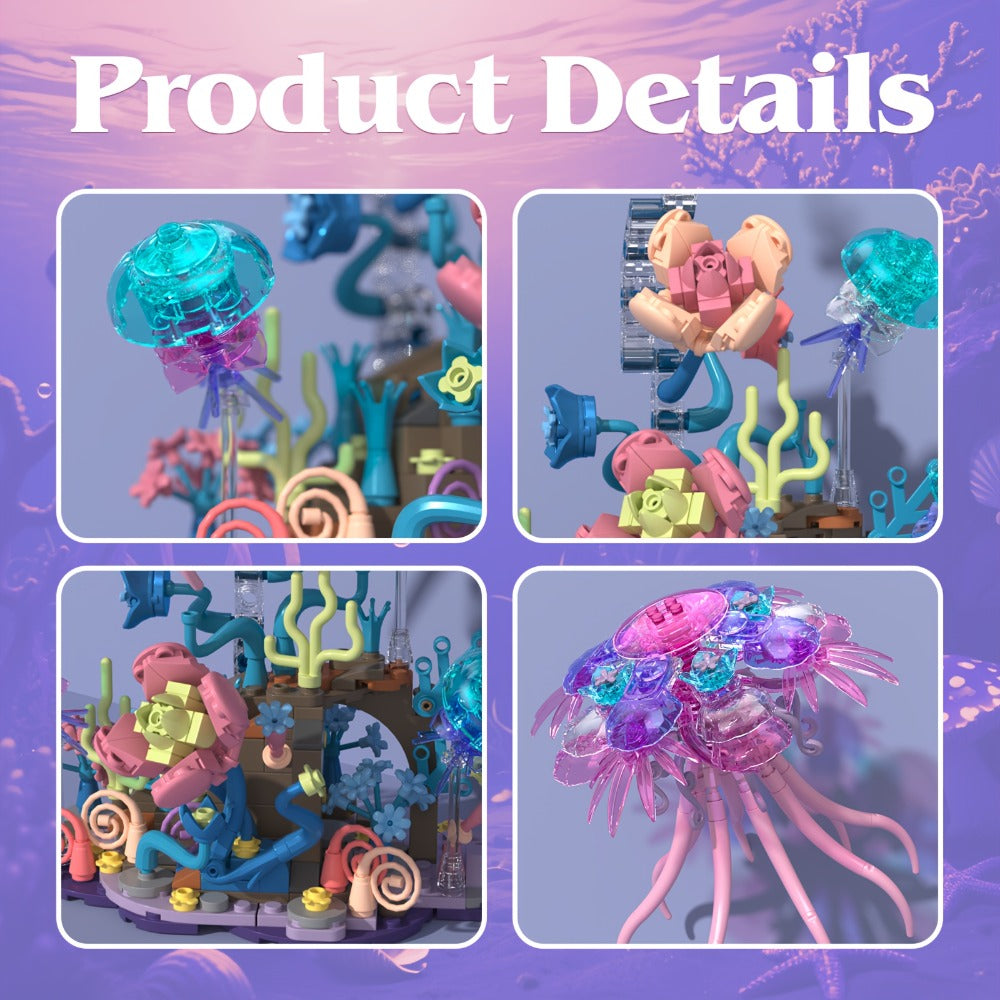 526-Piece Jellyfish Building Block Display Model for Desk or Shelf