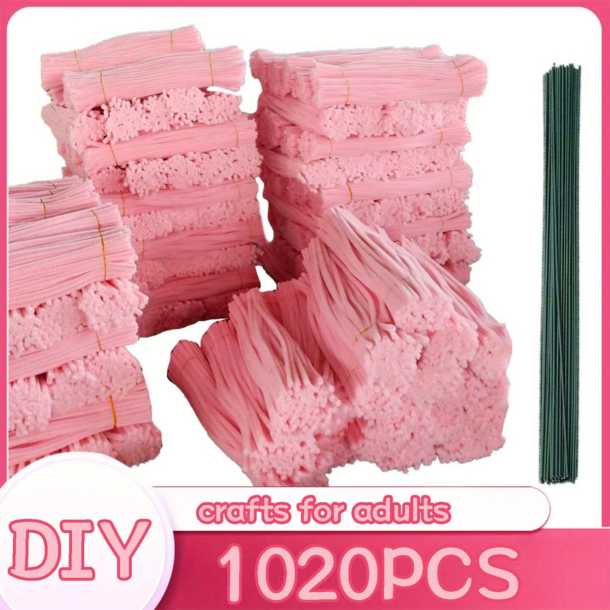 Pipe Cleaners 1020pcs Chenille Stems 20 Colors – Upgraded Thick Fuzzy Sticks with Patterned Rods for Kids Adults Teachers, DIY Arts & Crafts Supplies Bulk Set Birthday Christmas Gift