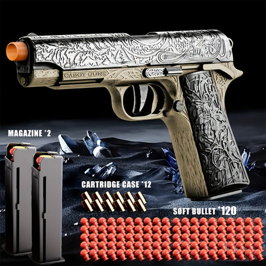 Soft Bullet Toy Gun with Shell Ejection, Semi-Automatic Action & 2 Magazines