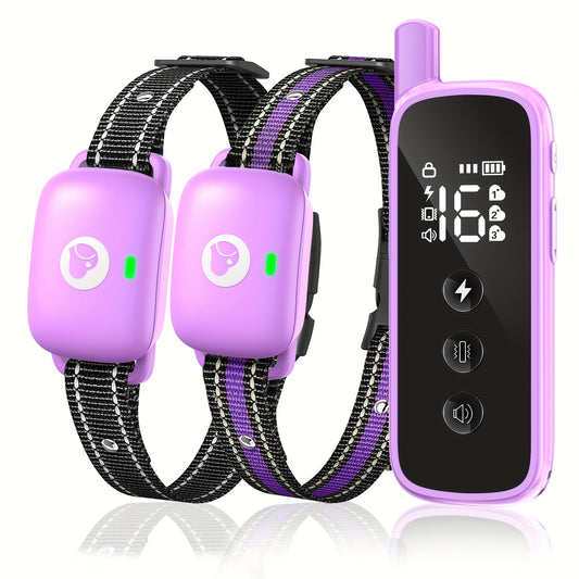 Dog Training Collar with Remote – Rechargeable E-Collar with 2600Ft Range, Beep, Vibration & Shock Modes, Security Lock | 1, 2 or 3 Dog Sets
