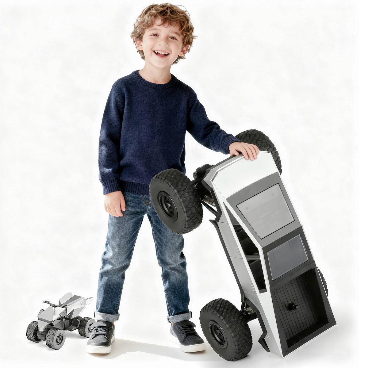 18.1-Inch 4WD RC Monster Truck with Mini RC Motorcycle, All-Terrain
