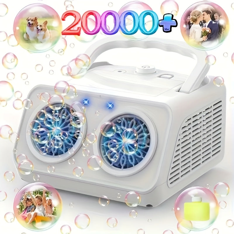 Electric Bubble Machine for Kids Toddlers – Dual Fan 20000+ Bubbles Per Minute with Bubble Solution Included, Battery Operated Outdoor Bubble Blower Toy for Boys Girls Ages 3+, Birthday Party Gift