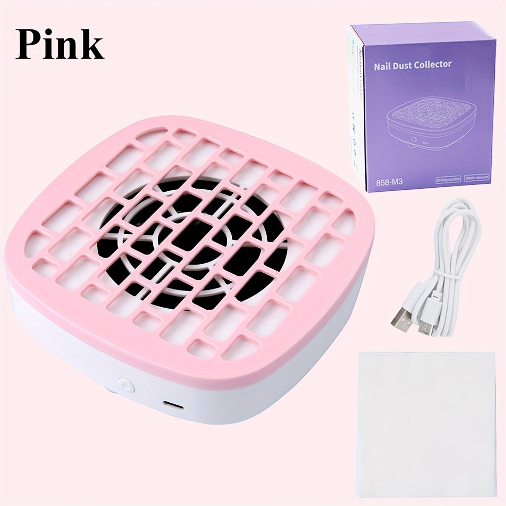 Nail Dust Collector Desktop USB Electric Nail Vacuum Fan Powerful Suction Powder Removal Machine with Filter for Manicure Nail Drill Salon Home Use White Pink Blue Purple