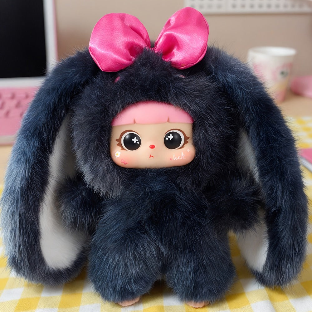 Kawaii Rabbit Plush Toy with Detachable Face, Customizable Bunny Stuffed Animal