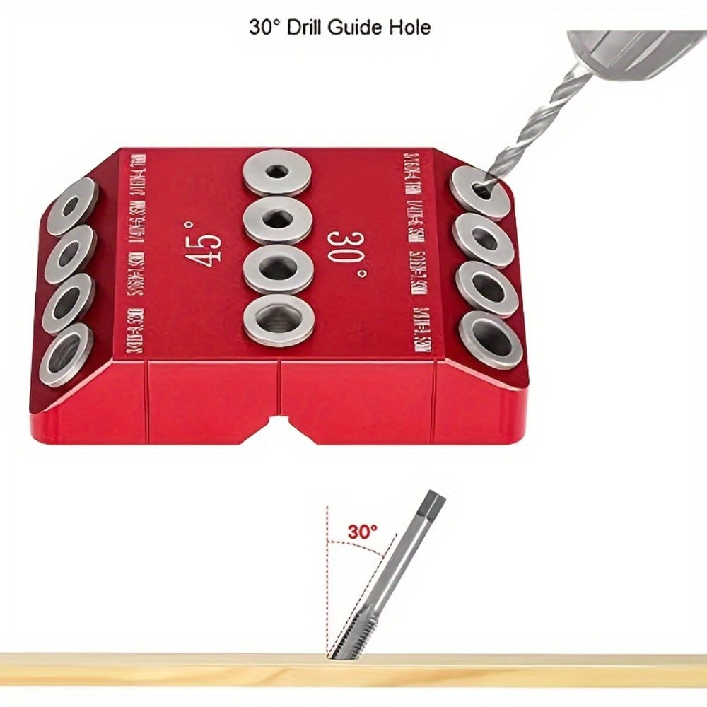Metal Drill Guide Jig 30° 45° 90° with Allen Wrench – Precise Multi-Angle Drilling for Cable Railing, Lag Screw, Deck Post & Stair Handrail Installation