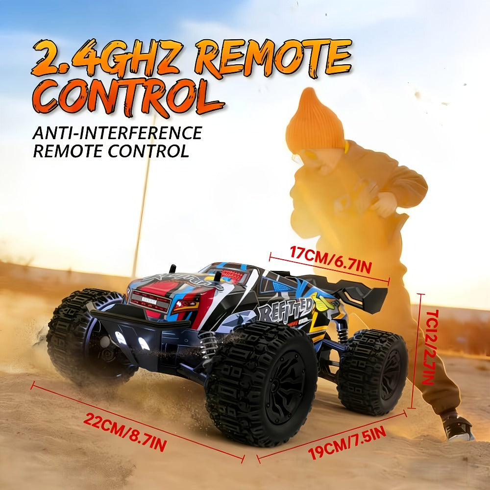 RC Off-Road Car 1:18 Scale 4WD, 35+ KM/H Hobby Grade 2.4GHz Remote Control Truck, Blue or Red