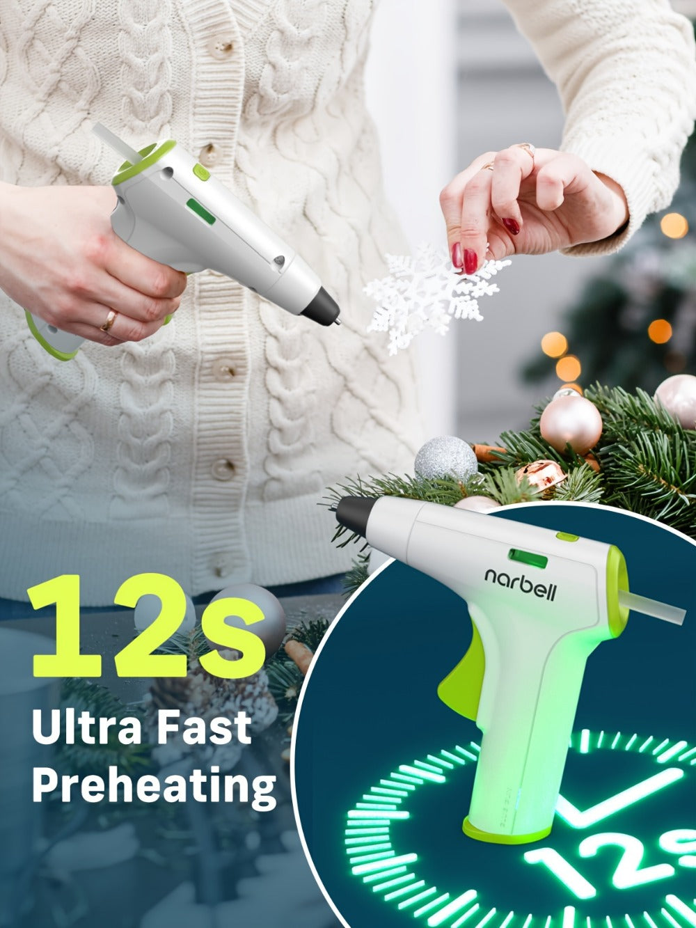 Cordless Hot Glue Gun Fast Heating USB Rechargeable 2000mAh – 12-Second Heat-Up, Anti-Drip Nozzle, Auto Shut-Off, Mini Glue Sticks Included, Portable Wireless Glue Gun for DIY Crafts, Home Repair, Floral & Plush Toy Projects