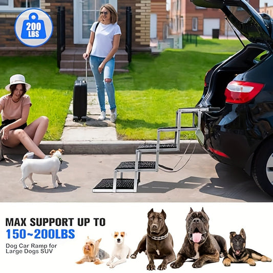 Folding Dog Car Stairs with Non-Slip Treads, 5 or 6 Steps, Up to 200 lb