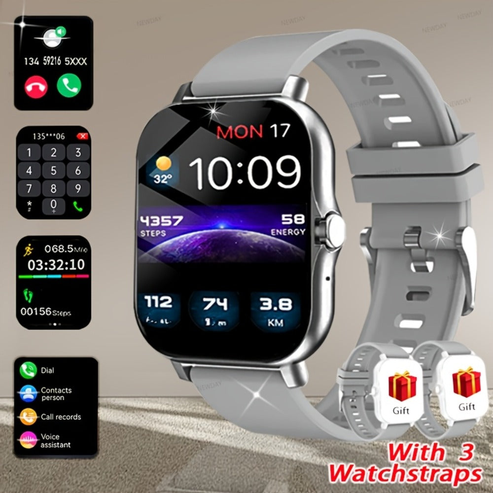 GPS Smartwatch 1.83 Inch Full Touch Screen Fitness Tracker with Calling Navigation Multi-Sport Modes Remote Camera Music Player USB Rechargeable Dual TPU Straps Men Women Android iPhone – Silver Black Pink