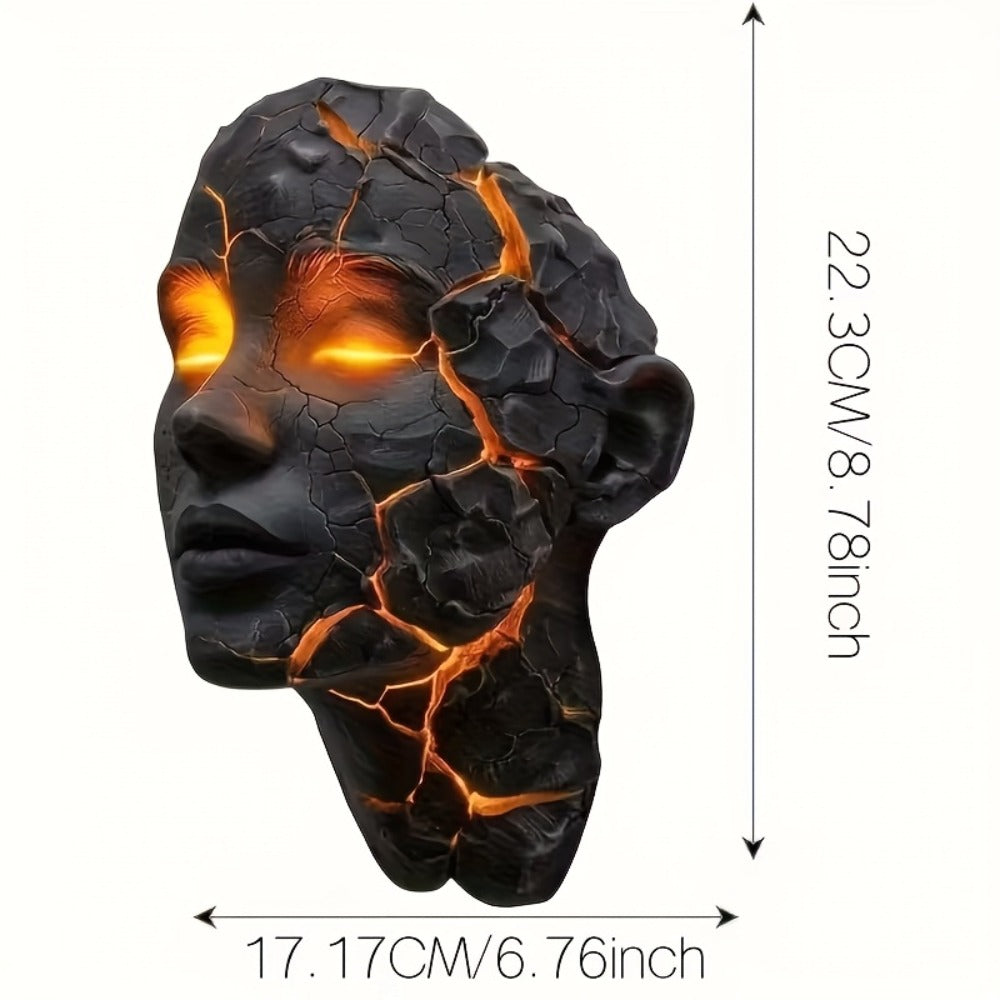 3D Wall Lamp Shattered LED Night Light Broken Face Moving Effect – Gothic Plug-In Wall Decor Light for Bedroom, Living Room, Bar, Cafe & Game Room, Unique Home Lighting Gift