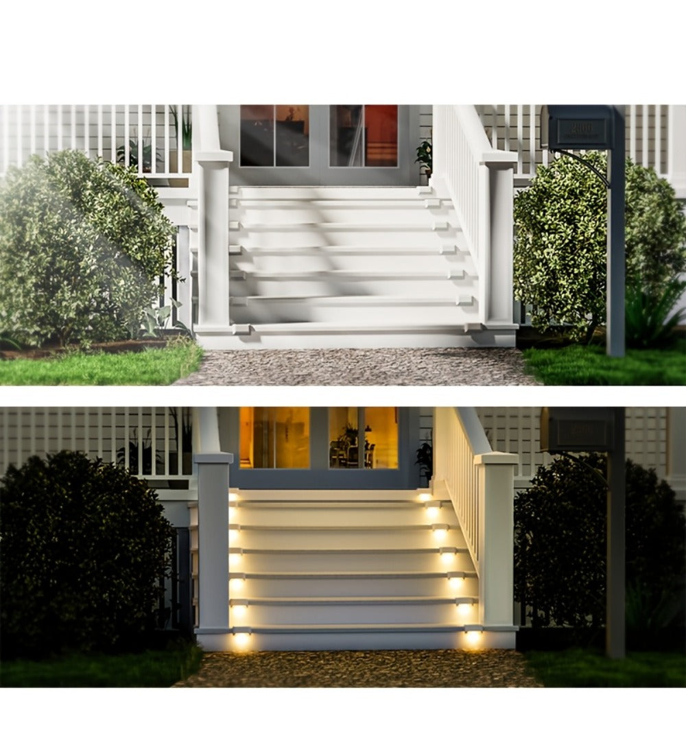 Solar Deck Lights Outdoor Waterproof Auto On Off – Warm White LED Step Stair Fence Lights 800mAh 12-Hour Runtime for Patio Balcony Yard Driveway Garden Black White Brown 8 16 32 Pack