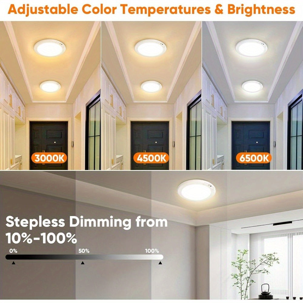 Motion Sensor Ceiling Light Rechargeable with Remote – 3-Color Dimmable Wireless LED Overhead Light, No Wiring, Battery Operated for Closet, Shower, Pantry, Shed & Hallway (Round & Square, 1 or 2 Pack)