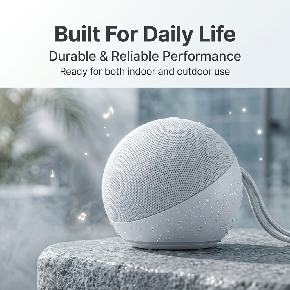 Spherical Bluetooth Speaker with RGB LED Light – Wireless Subwoofer, TWS Stereo Pairing, Portable Base, 360° Surround Sound, Globe Shape Wireless Speaker for Home, Desktop & Holiday Gifts