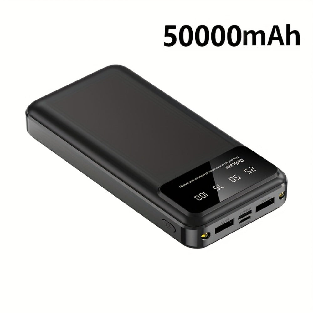 50000mAh Power Bank Outdoor Emergency Charger with LED Display Flashlight Dual USB Backup Battery Pack for iPhone Android Samsung – Portable Solar Travel Charger