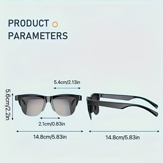 Smart Glasses with Real-Time Translation, Built-In Mic & Speaker, Bluetooth Open-Ear Audio, Black