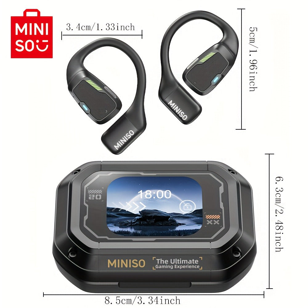 AI Translation Wireless Earbuds Real-Time 135 Languages Open-Ear Design Full-Color Touch Screen Gaming Headset Bluetooth for Travel Business Study iOS Android