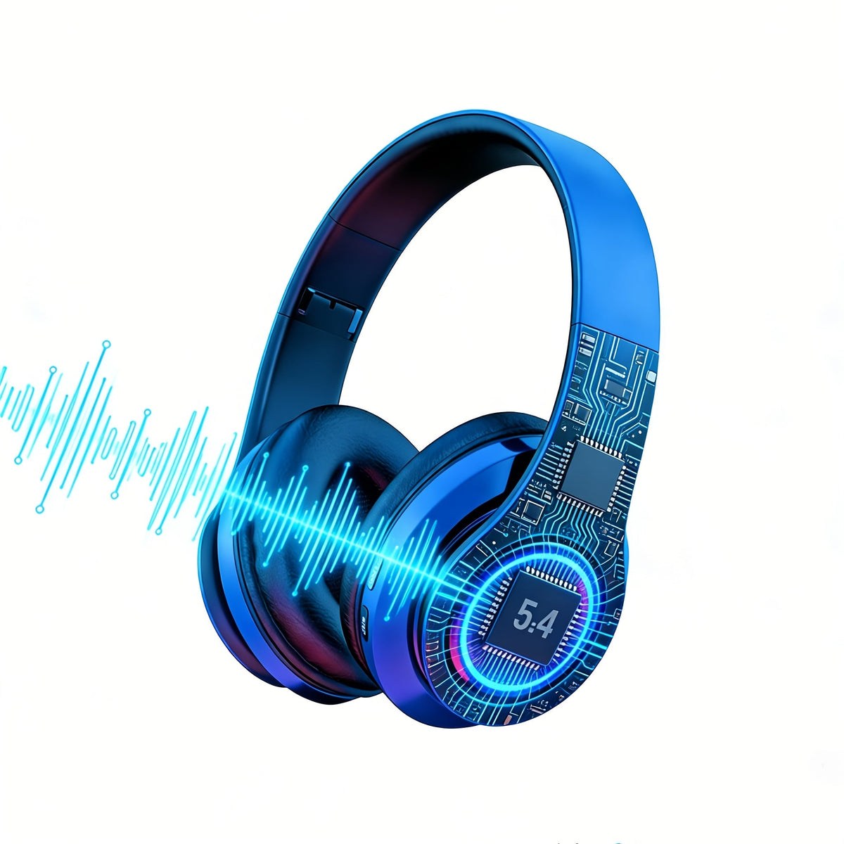 LED Light Over-Ear Wireless Headphones Deep Bass Subwoofer, Active Noise Cancelling Foldable Headset Bluetooth 5.3, Wired & Wireless Dual Mode AUX, USB Rechargeable for Gaming Music Sports
