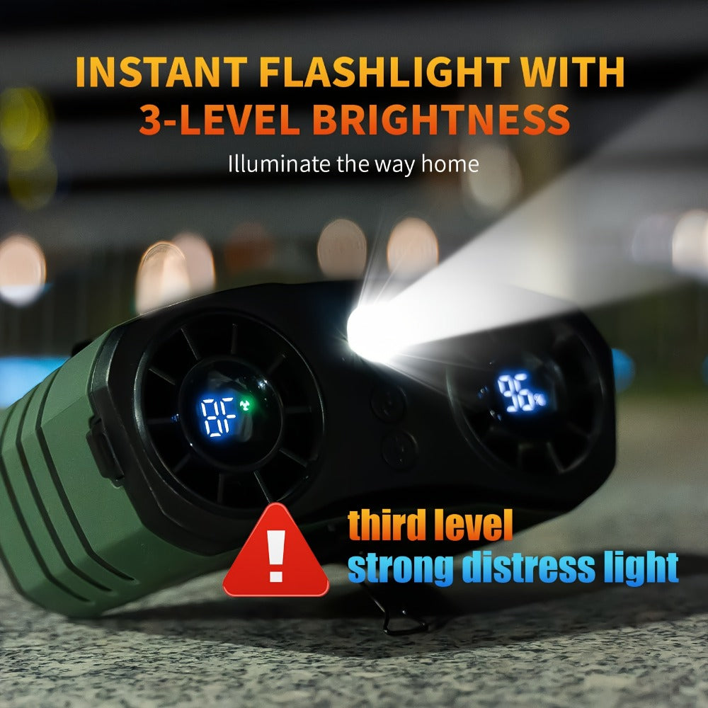 Portable Waist Fan 20000mAh – Dual Vent 7W Brushless Motor, 10 Speed Levels, 4 Wearing Modes, LED Digital Display, USB-C Charging, Wearable Neck & Waist Cooling Fan for Outdoor Camping Hiking Fishing