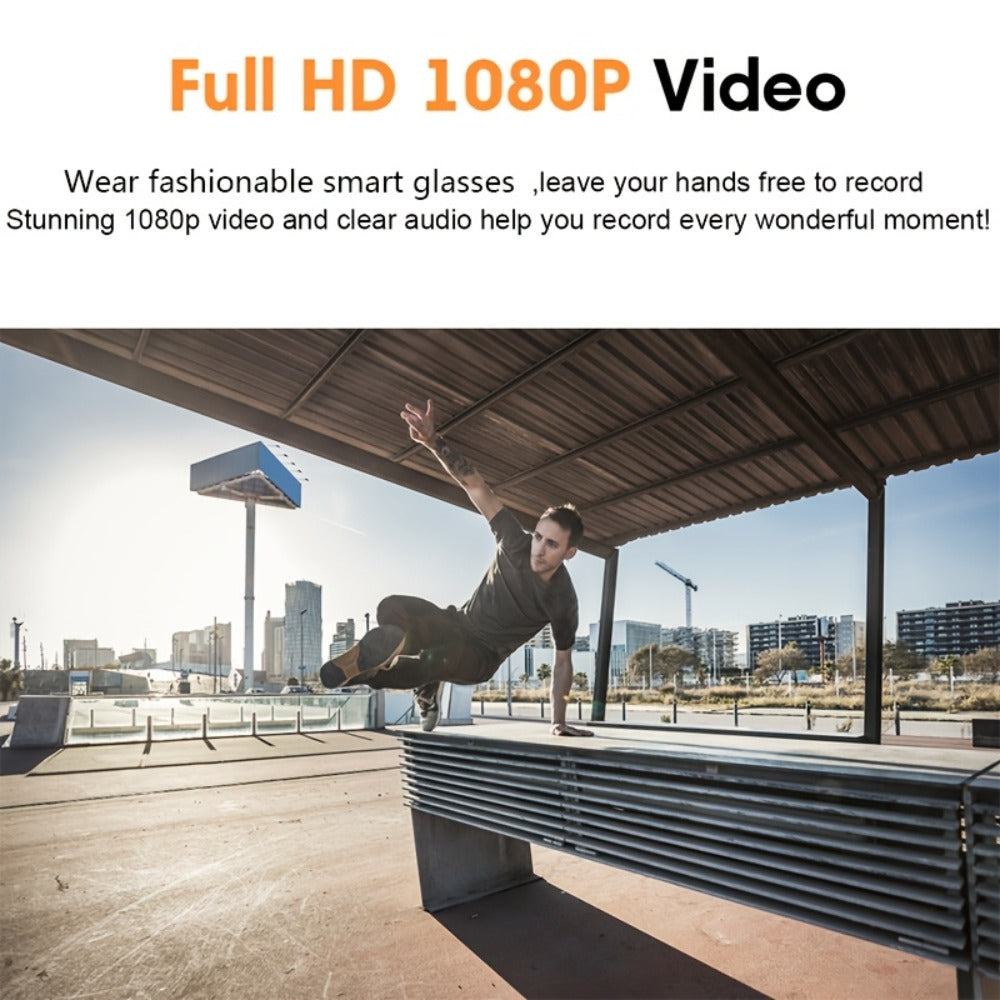 Smart Glasses Camera 1080P HD Video Recording, Built-in 32GB, Music Playback & Phone Call, Wearable Action Camera Sunglasses, 2-Hour Battery, for Travel Vlogging Outdoor Sports, Valentine's Day Gift