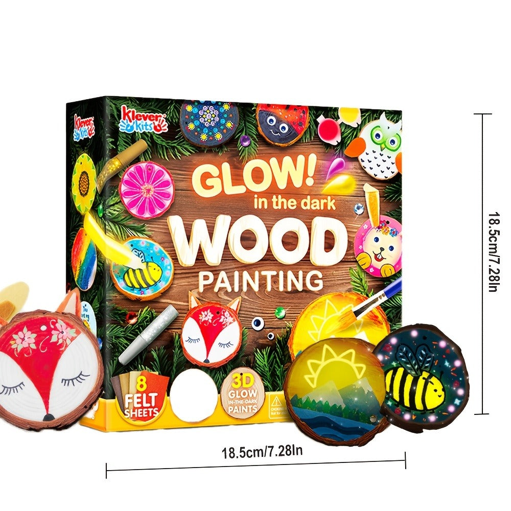 Kids Painting Kit, Glow in the Dark Wood Slice Arts & Crafts Set, 500+ Pieces