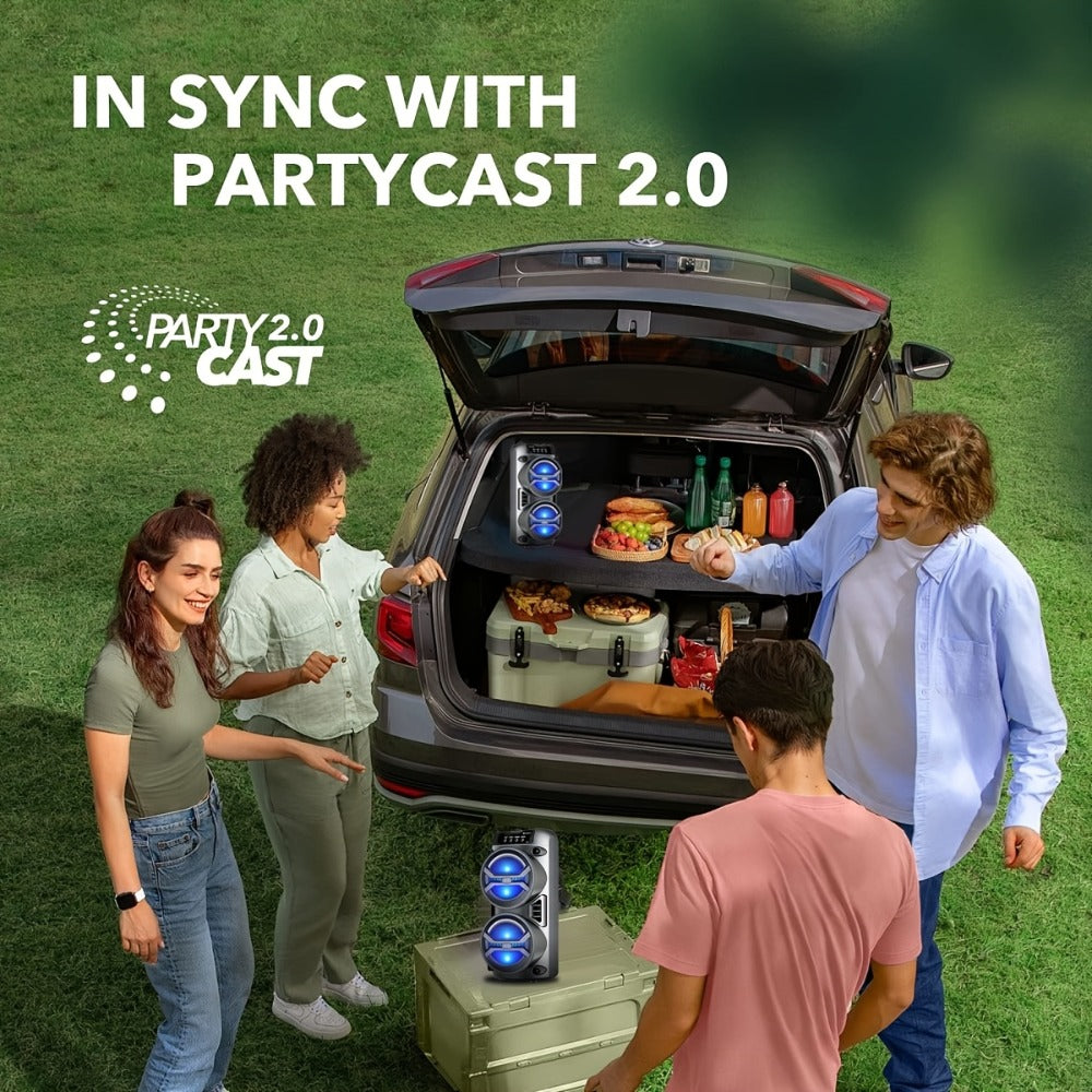 Portable Outdoor Subwoofer Bluetooth Speaker with Dual Bass Drivers, Deep Bass Stereo, TWS Pairing, USB AUX TF FM Playback, Rechargeable Battery, High-Volume Party Speaker for Indoor Outdoor Dance