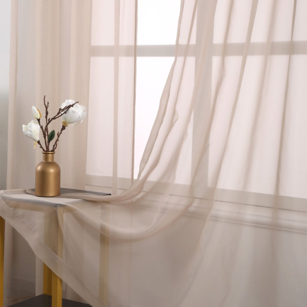 Sheer Curtains 2 Panels Rod Pocket – Light Filtering Privacy Window Drapes for Living Room Bedroom Modern Home Decor