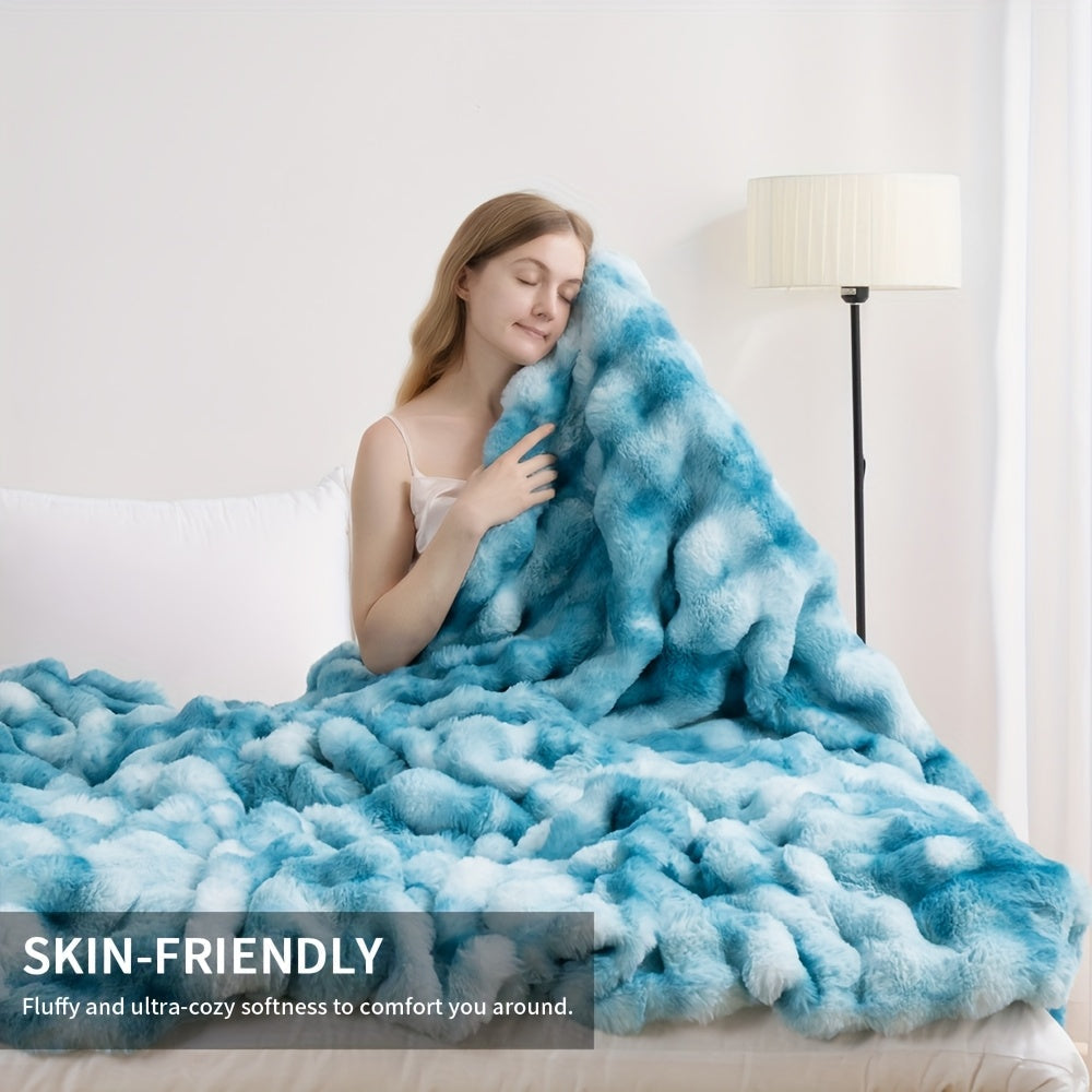 Faux Rabbit Fur Throw Blanket – Ultra-Soft Plush Fleece for Bed, Couch, Sofa & Travel, All Season, 11 Colors, Throw to King Size