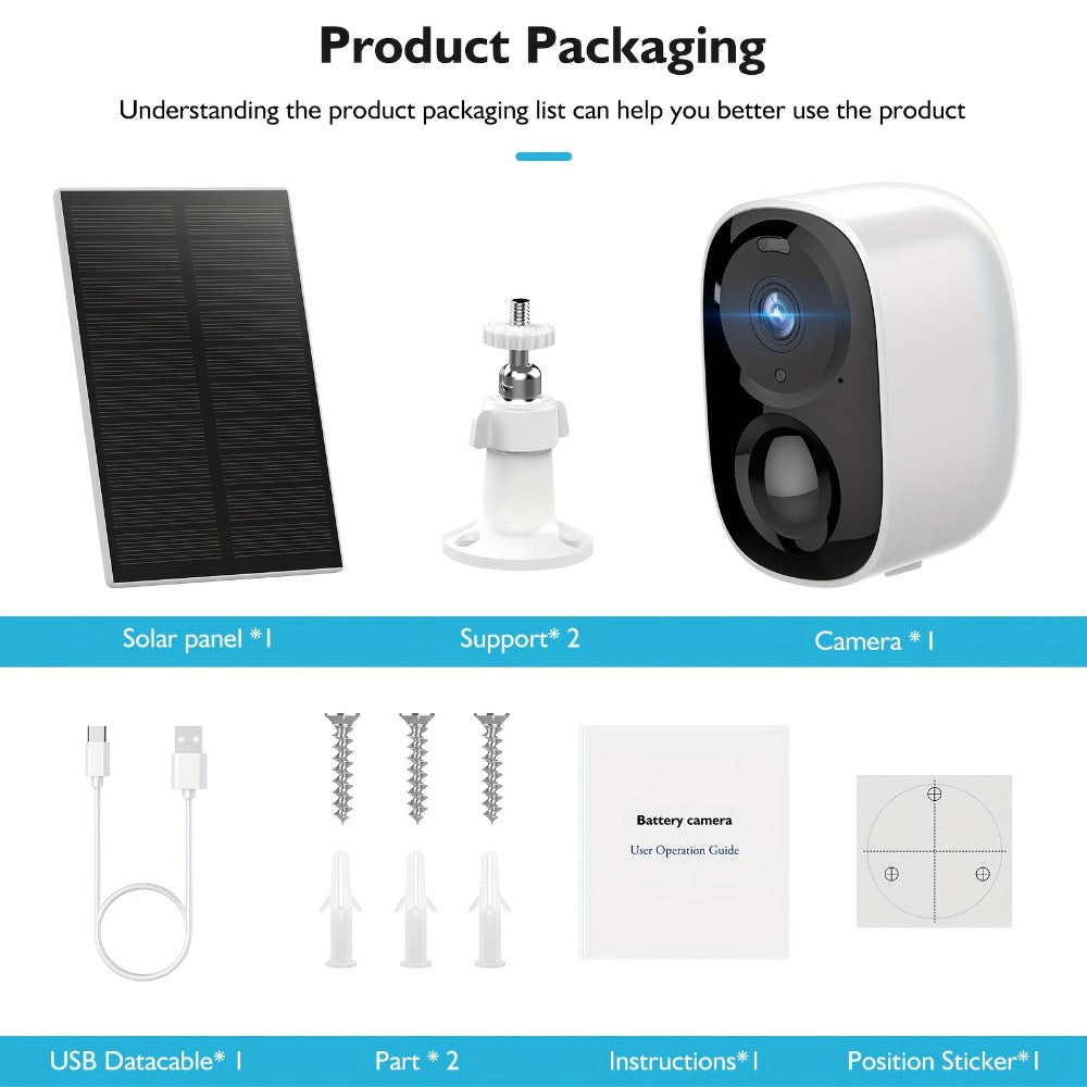 Solar Outdoor Security Camera 2K 3MP Wireless, Dual Band 2.4GHz/5GHz WiFi, AI Motion Detection, Spotlight, Color Night Vision, Two-Way Audio, Cloud & SD Storage – No Monthly Fee Battery Powered CCTV
