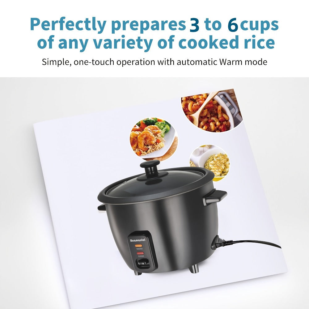 Rice Cooker & Yogurt Maker 3-Cup Nonstick – 1.5Qt Multicooker with Auto Keep Warm, One-Touch Operation, Stainless Steel Inner Liner & Steamer for Grain, Oatmeal & More