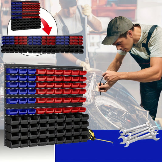 Wall-Mounted Storage Bin Rack, 30, 60 or 90 Bins for Small Parts