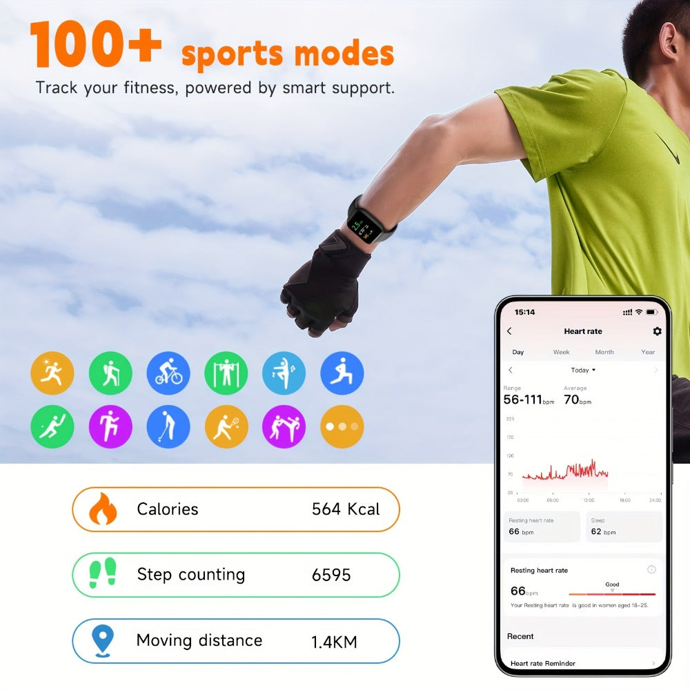 Fitness Tracker Smartwatch with Alexa Built-in FAWEIO 1.95" Large Display, Wireless Calling, 100+ Sport Modes, Pedometer Heart Rate Sleep Blood Oxygen, Compatible with iPhone & Android – Smart Watch for Men Women 11 Colors