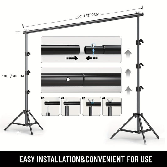 Adjustable Metal Backdrop Stand Kit for Photo Studios, Weddings & Events