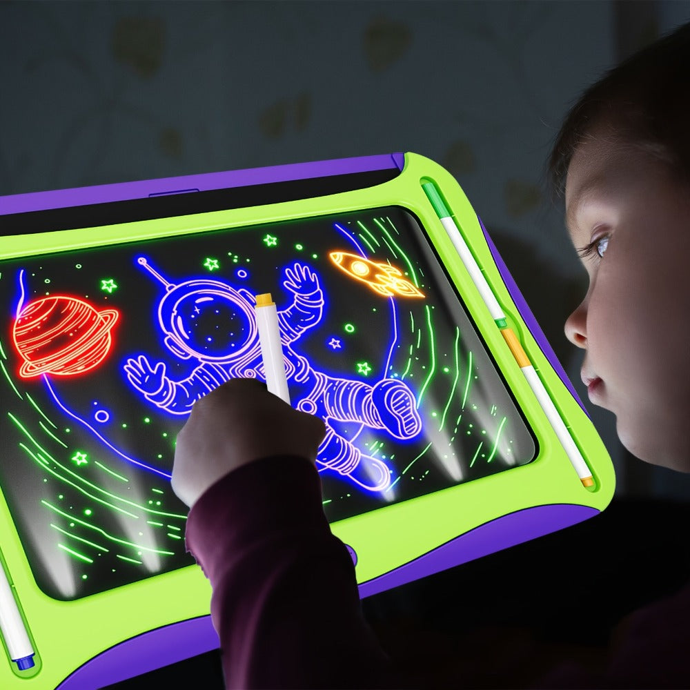 LED Light Up Drawing Board for Kids with 9 Double-Sided Tracing Cards & 6 Markers – Travel Doodle Board, 6 Colors