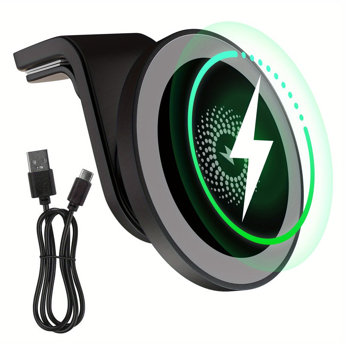 Magnetic Car Mount Wireless Charger 15W Fast Charging 360° Rotation Dashboard Phone Holder for iPhone 17 Air 16 15 14 13 12 Pro Max, Samsung Galaxy S24 S23 Android – Black White