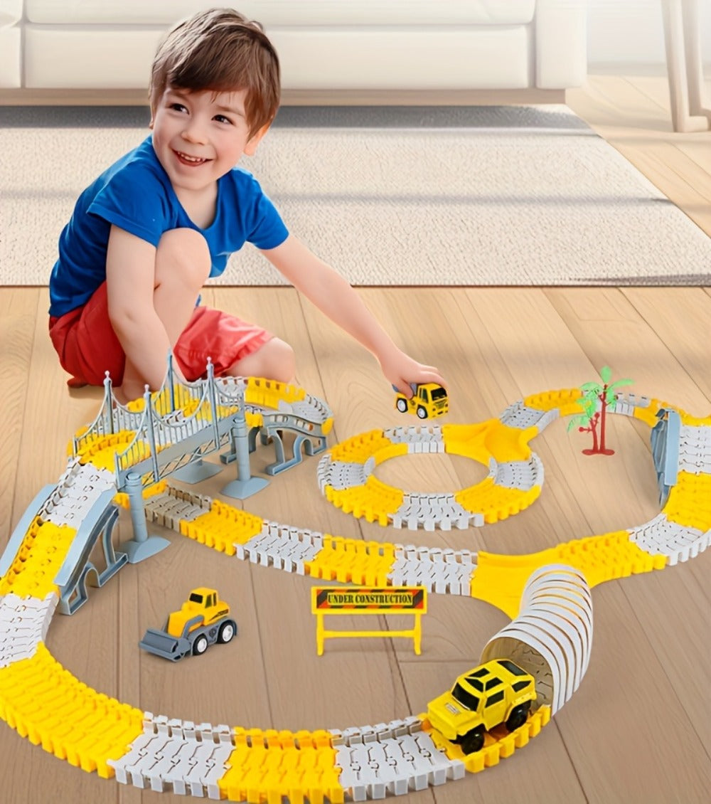 Roller Coaster Track Set, 467 Pieces with Electric Race Car, DIY Build-Your-Own Track Toy Ages 3-8