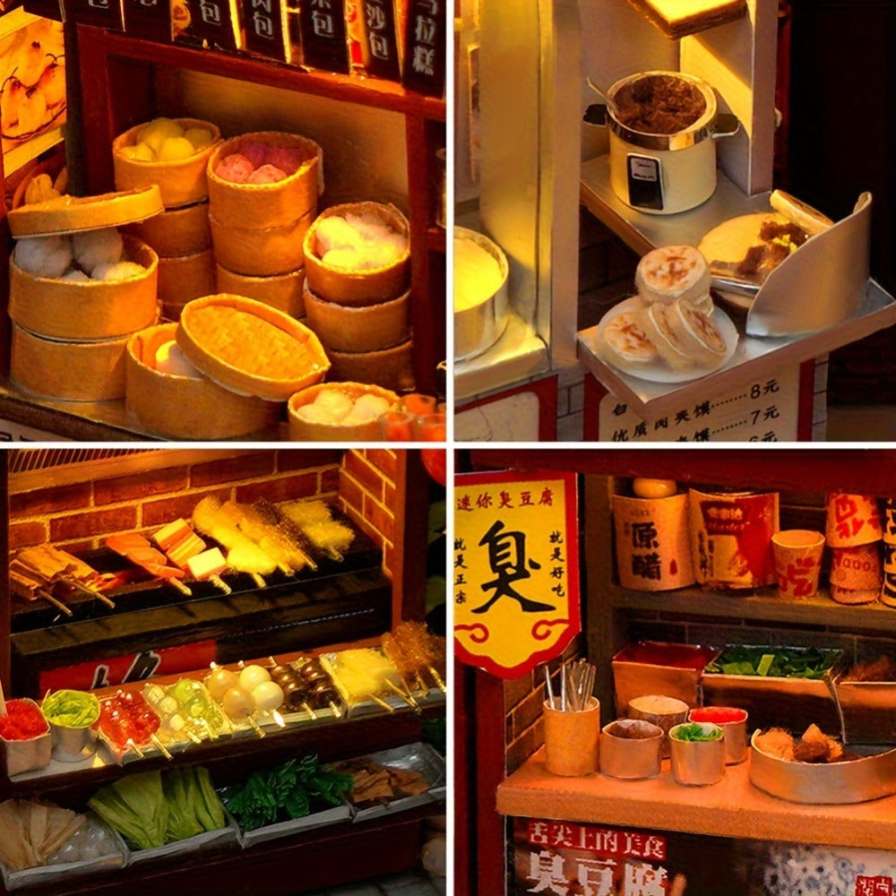 Chinese Food Street Book Nook Kit with 3D Wooden Puzzle Scene