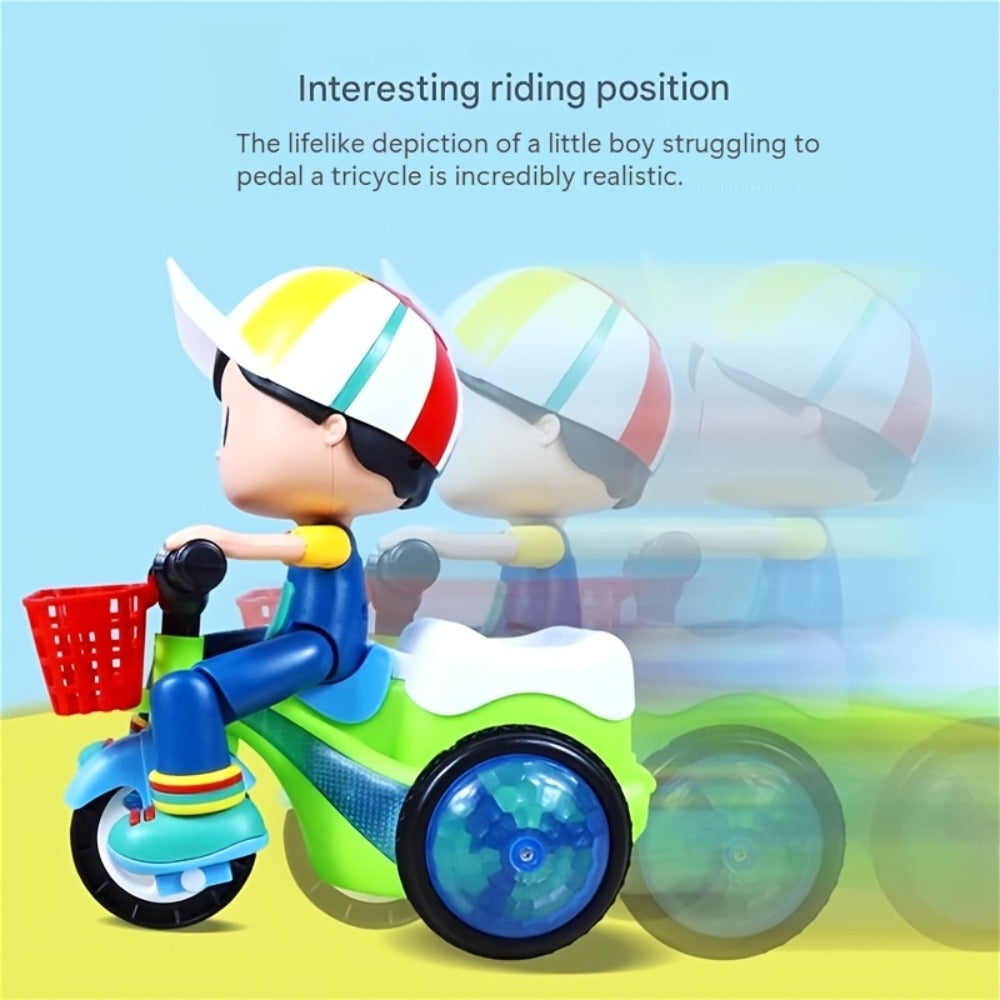 Kids Electric Tricycle Toy Motorcycle with 360° Rotation and Luminous Lights