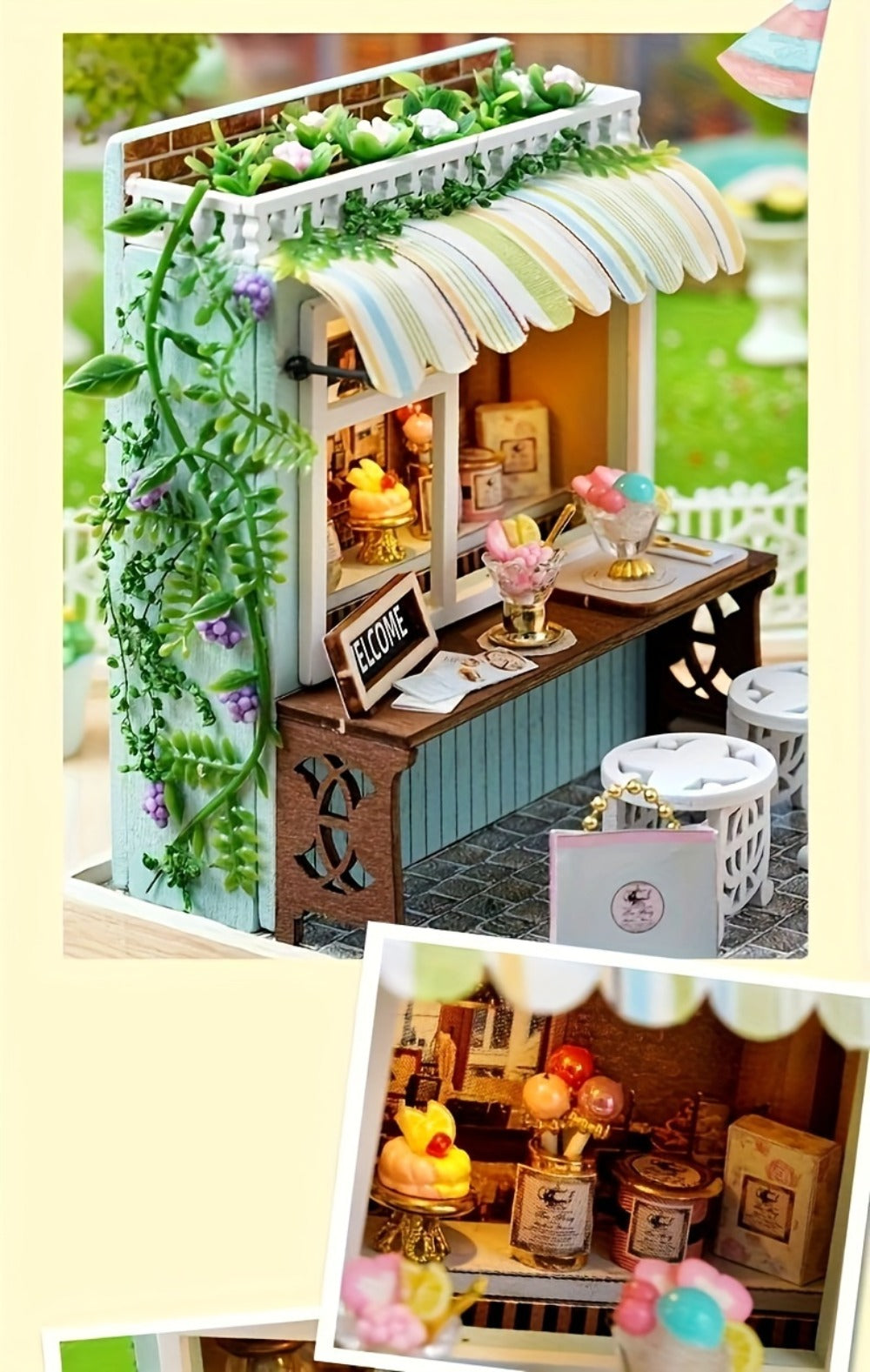 DIY Wooden Miniature House Kit with Dust Cover in Three Themes