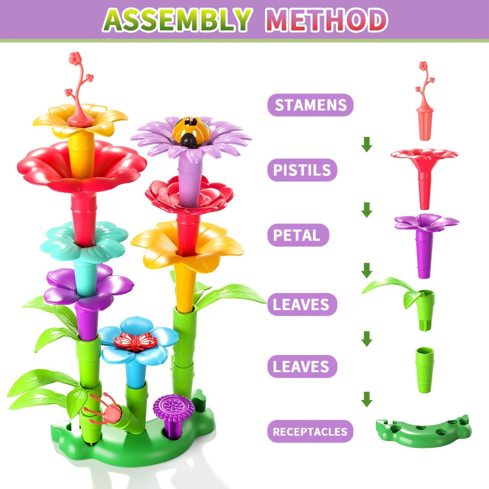 Flower Garden Building Toy Set, 235 Pieces, Floral Brick Construction Play for Kids Ages 3+
