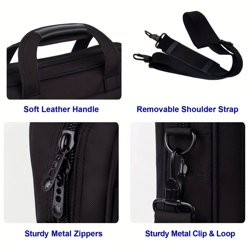 15.6 Inch Laptop Bag Business Messenger Briefcase – Multi-Compartment Shoulder Bag with Removable Strap, Luggage Sleeve, Foam-Padded Laptop Sleeve, Perfect Gift for Men & Women Professionals & Travelers