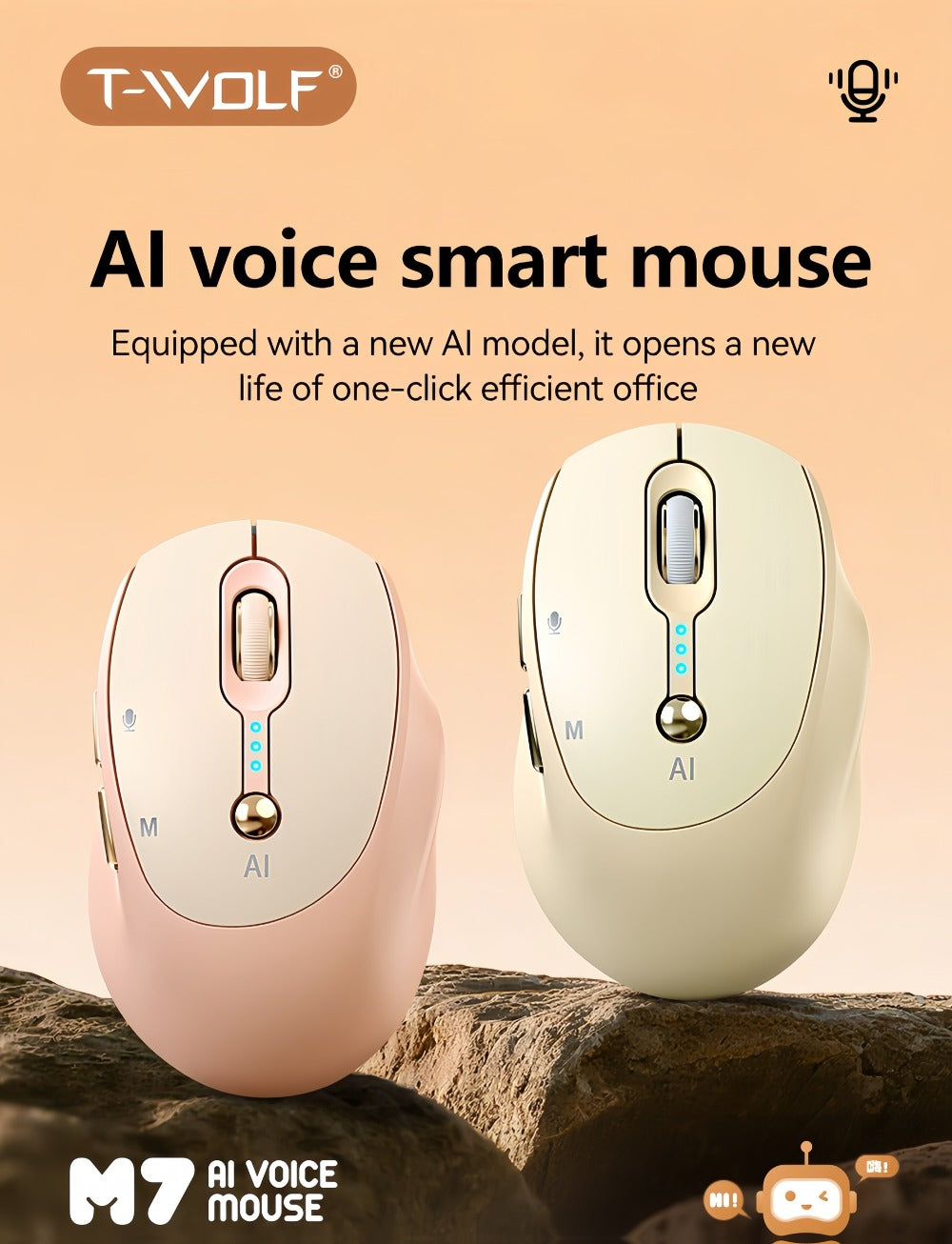 AI Voice Input Wireless Mouse with Real-Time Translation & Auto Writing – PPT Assistant, Dual Mode Bluetooth + 2.4G Rechargeable Smart Mouse with Battery Indicator for Laptop, Tablet, PC & Mac | Smart Office & Study Tool