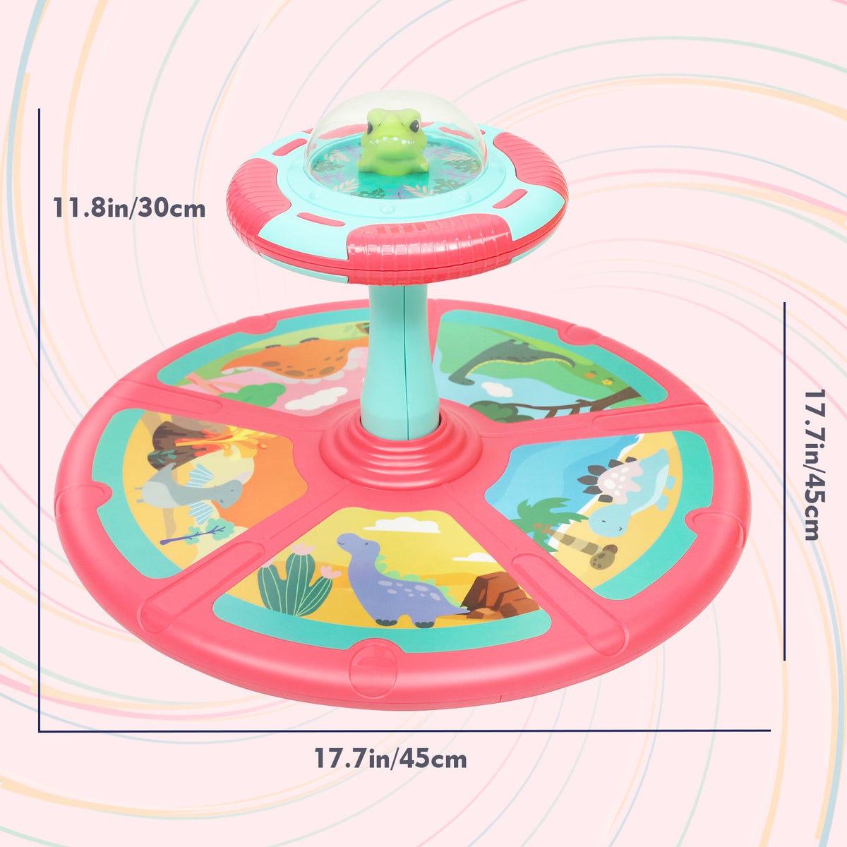 Dinosaur Spin Seat Toy for Toddlers 18 Months+ – 360° Sit and Spin with Music, Indoor Interactive Sensory Balance Toy, Supports Up to 110 lbs, Birthday Christmas Gift for Boys & Girls